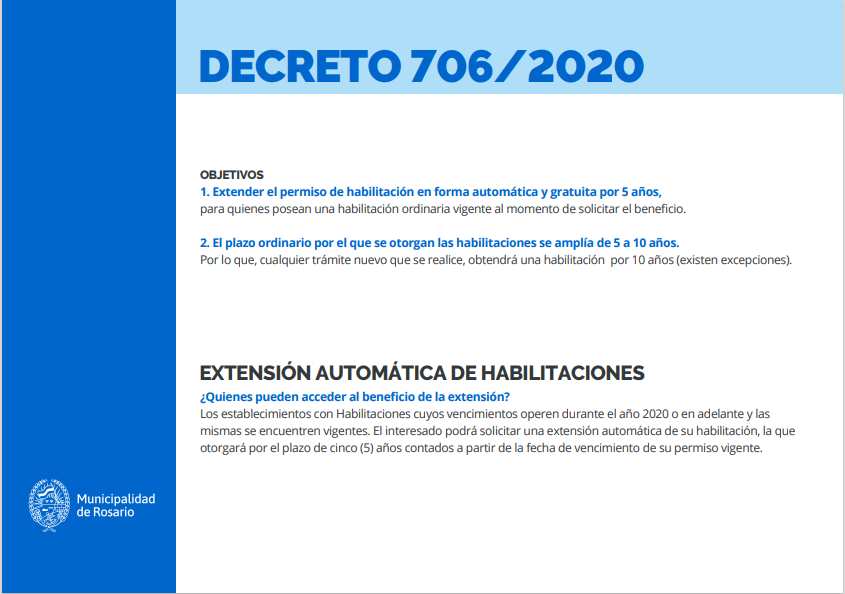 Extensión automática y gratuita de Habilitación Municipal